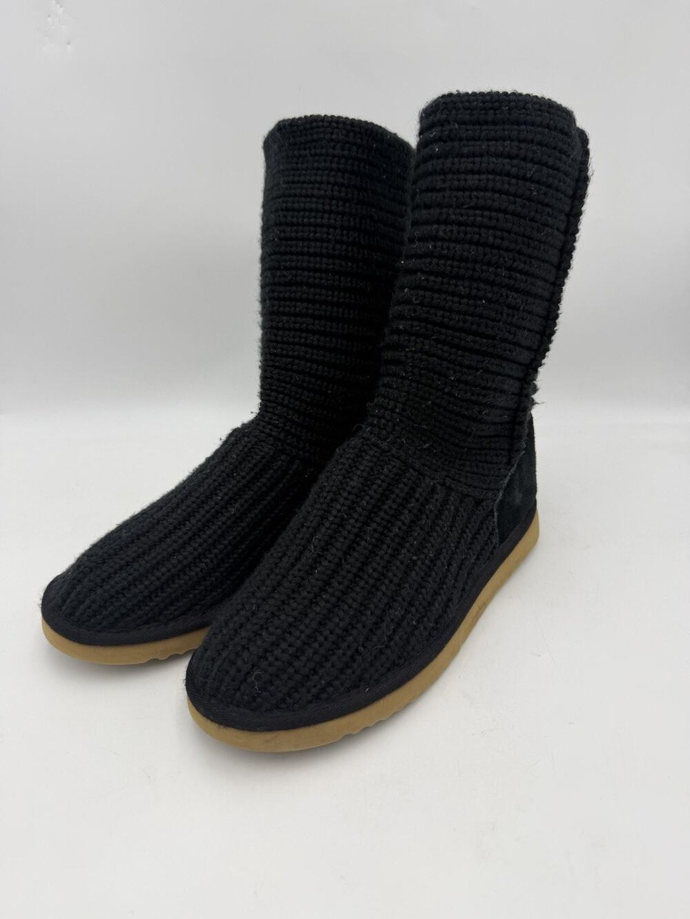 Ugg Australia Boots Knit Black Classic Cardy Womens Sz 7